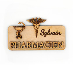 Badge en bois pour Pharmacien