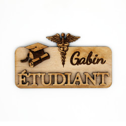 Badge en bois pour étudiant en Pharmacie